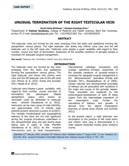 Unusual Termination of the Right Testicular Vein