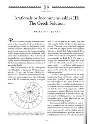 Irrationals Or Incommensurables III: the Greek Solution