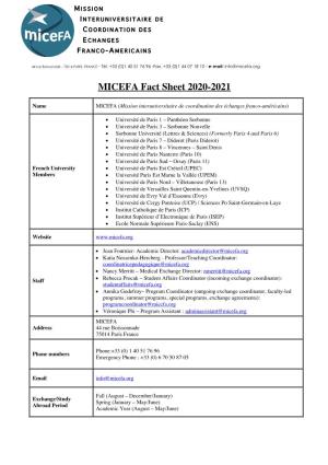 MICEFA Fact Sheet 2020-2021