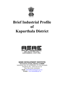Brief Industrial Profile of Kapurthala District