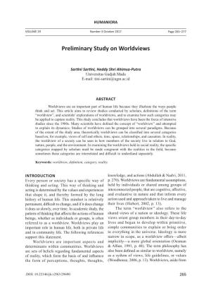 Preliminary Study on Worldviews