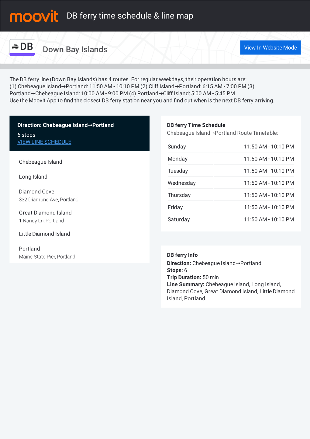 DB Ferry Time Schedule & Line Route