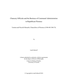 Chancery Officials and the Business of Communal Administration in Republican Florence