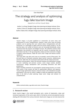 The Strategy and Analysis of Optimizing Lugu Lake Tourism Image