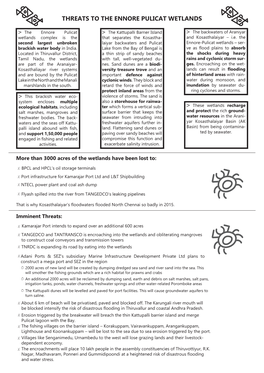 Threats to the Ennore Pulicat Wetlands