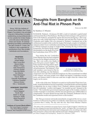 Thoughts from Bangkok on the Anti-Thai Riot in Phnom Penh