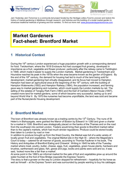 Market Gardeners Fact-Sheet: Brentford Market