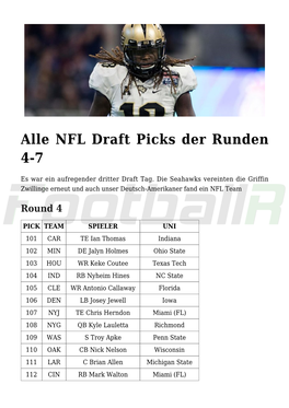 Alle NFL Draft Picks Der Runden 4-7