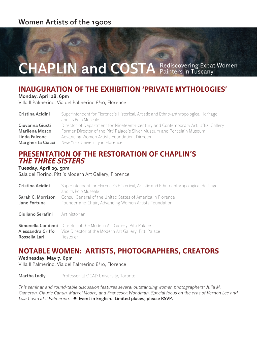 'Private Mythologies' Presentation of the Restoration of Chaplin's the Three Sisters Notab