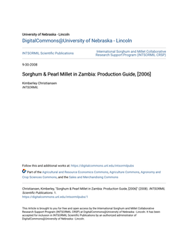Sorghum & Pearl Millet in Zambia: Production Guide, [2006]