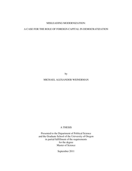 Misleading Modernization: a Case for the Role of Foreign Capital in Democratization