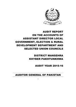 Audit Report on the Accounts of Assistant Director Local Government, Election & Rural Development Department and Selected Union Councils