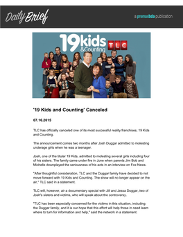 '19 Kids and Counting' Canceled