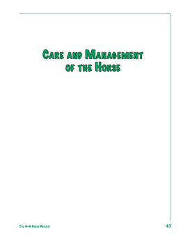 Care and Management of the Horse