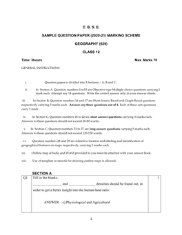 Marking Scheme Geography