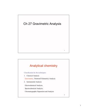 Ch 27 Gravimetric Analysis Analytical Chemistry