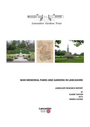 War Memorial Parks and Gardens in Lancashire