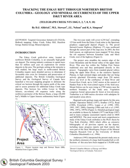 British Columbia Geological Survey Geological Fieldwork 2003