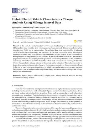 Hybrid Electric Vehicle Characteristics Change Analysis Using Mileage Interval Data