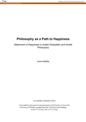 Philosophy As a Path to Happiness