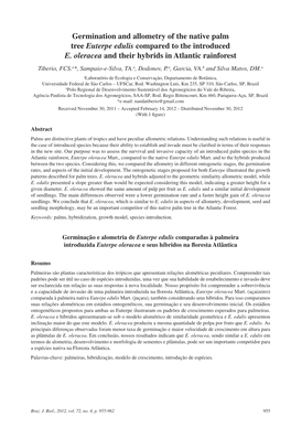 Germination and Allometry of the Native Palm Tree Euterpe Edulis Compared to the Introduced E