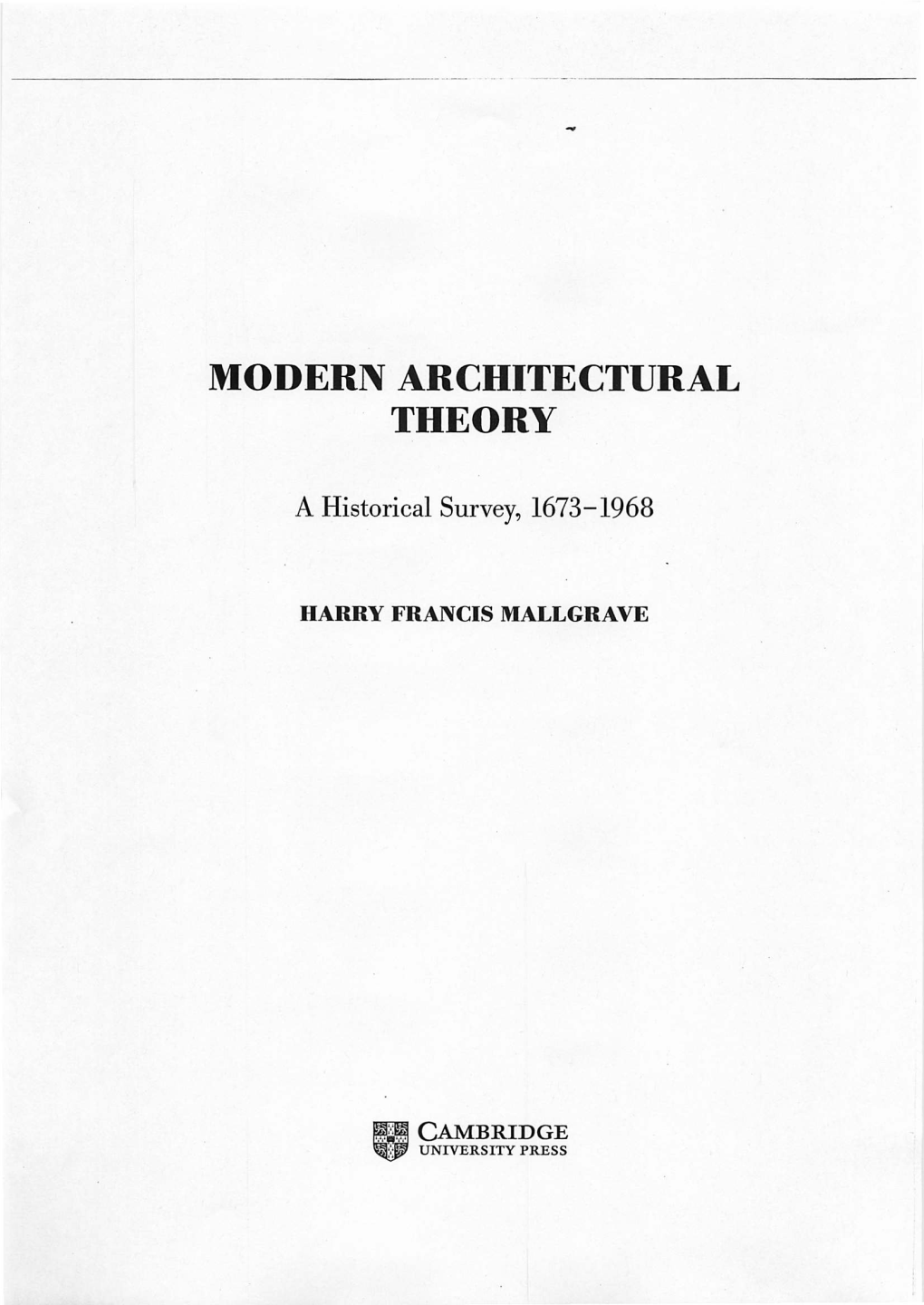 Modern Architectural Theory