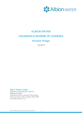 ALBION WATER HOUSEHOLD SCHEME of CHARGES Knowle Village