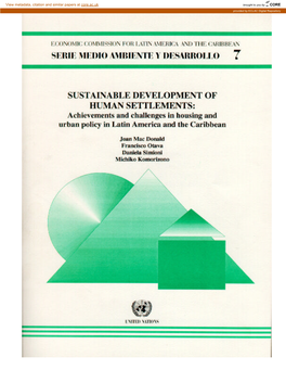 SUSTAINABLE DEVELOPMENT of HUMAN SETTLEMENTS: Achievements and Challenges in Housing and Urban Policy in Latin America and the Caribbean