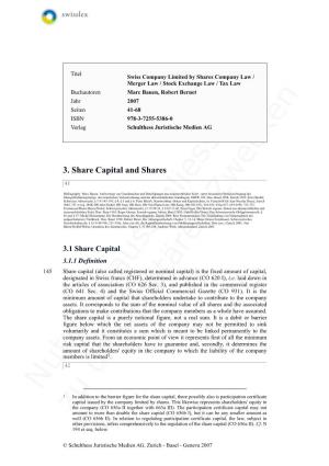 3. Share Capital and Shares