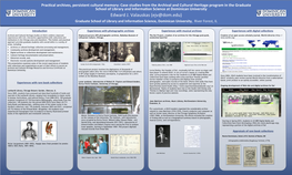 Case Studies from the Archival and Cultural Heritage Program in The