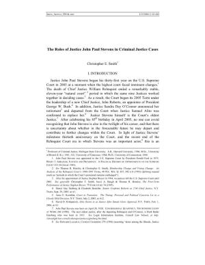 The Roles of Justice John Paul Stevens in Criminal Justice Cases