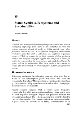 15 Status Symbols, Ecosystems and Sustainability