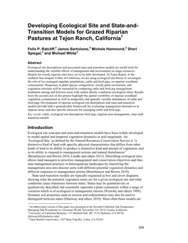 Developing Ecological Site and State-And-Transition Models For