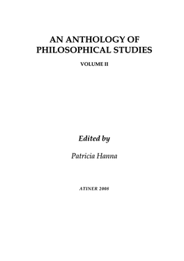 An Anthology of Philosophical Studies Volume 2