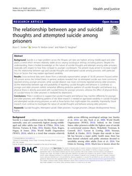 The Relationship Between Age and Suicidal Thoughts and Attempted Suicide Among Prisoners Bryce E