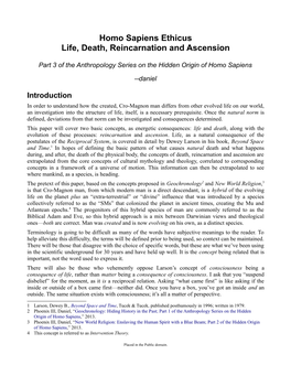 Homo Sapiens Ethicus: Life, Death, Reincarnation, and Ascension