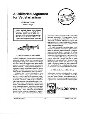 A Utilitarian Argument for Vegetarianism