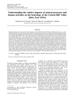 Understanding the Relative Impacts of Natural Processes and Human Activities on the Hydrology of the Central Rift Valley Lakes, East Africa