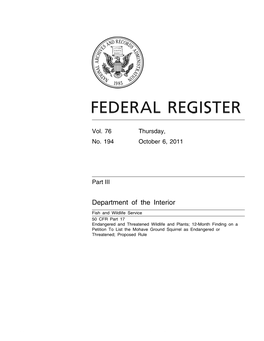 Federal Register Notice: 12-Month Finding on a Petition to List The