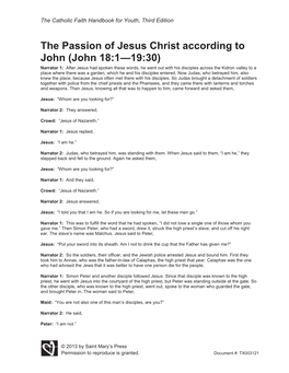 The Passion of Jesus Christ According to John