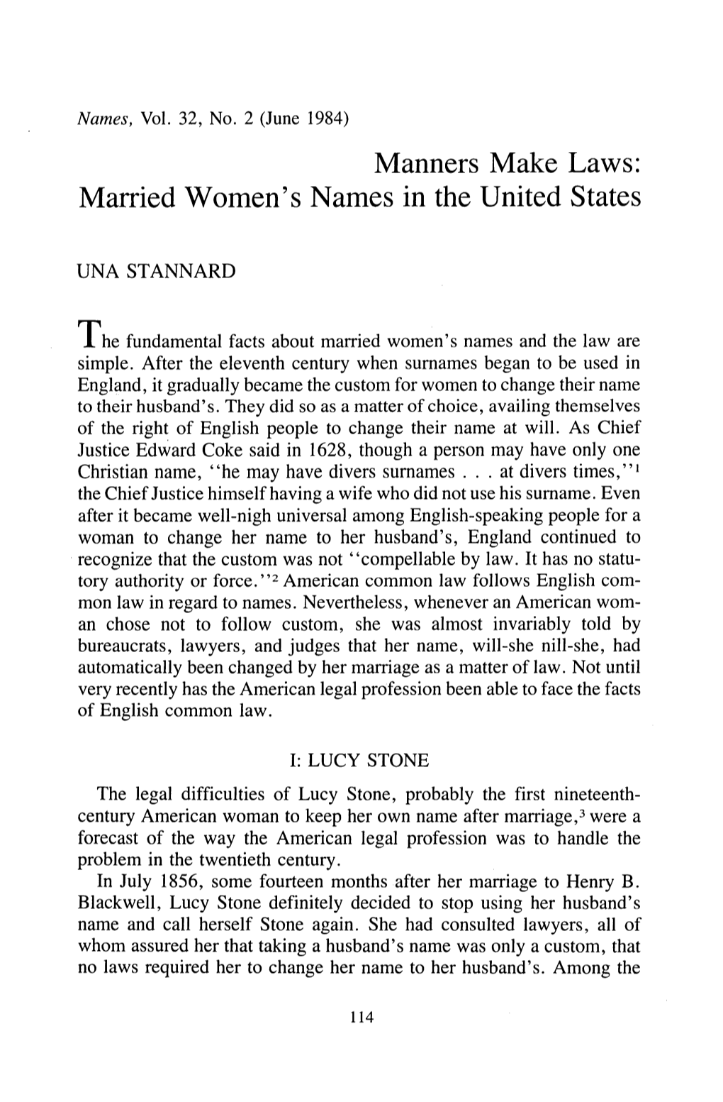 Married Women's Names in the United States