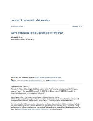 Ways of Relating to the Mathematics of the Past