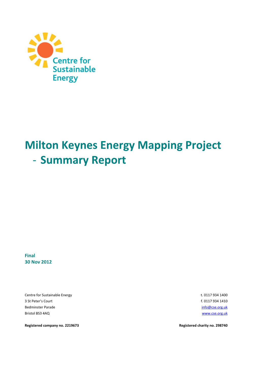 Milton Keynes Energy Mapping Project - Summary Report