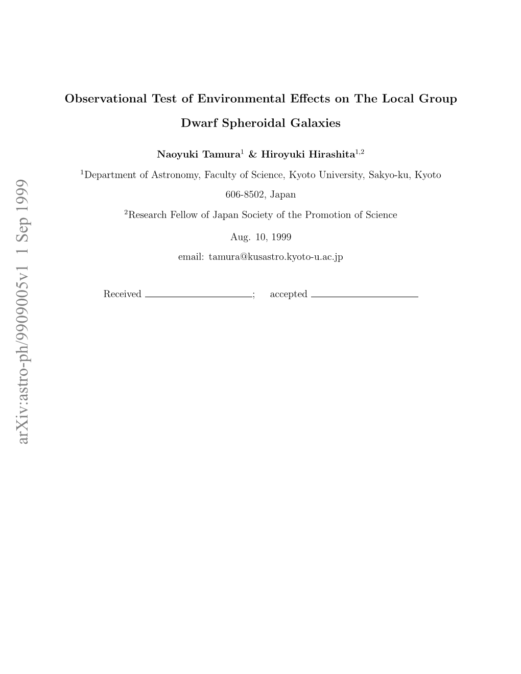 Observational Test of Environmental Effects on the Local Group Dwarf