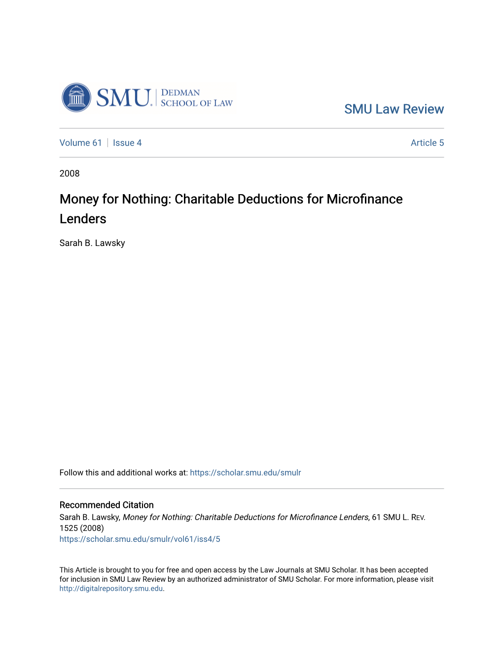 Charitable Deductions for Microfinance Lenders