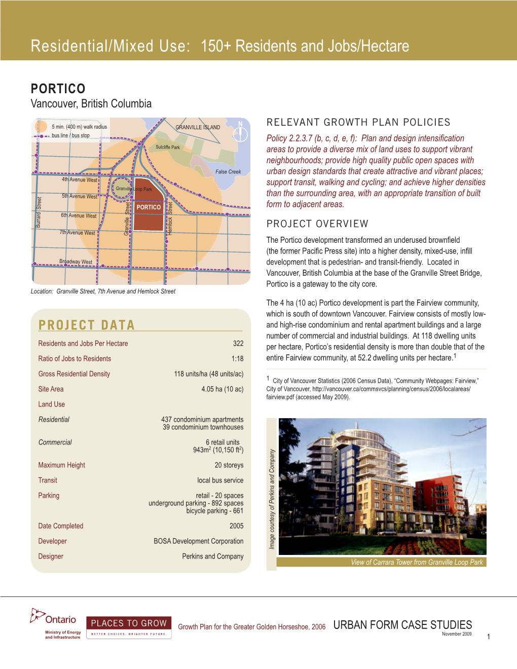 Residential/Mixed Use: 150+ Residents and Jobs/Hectare