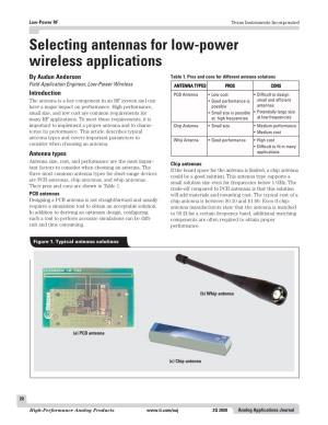 Selecting Antennas for Low-Power Wireless Applications by Audun Andersen Table 1
