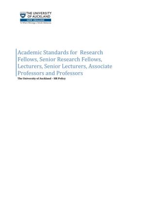 Academic Standards for Research Fellows, Senior Research Fellows