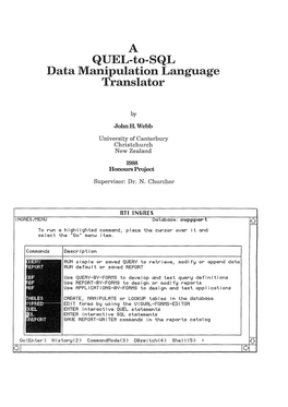 A QUEL-To-SQL Data Manipulation Language Translator I , I