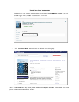 Mobile Download Instructions 1. Find the Book You Want to Download And